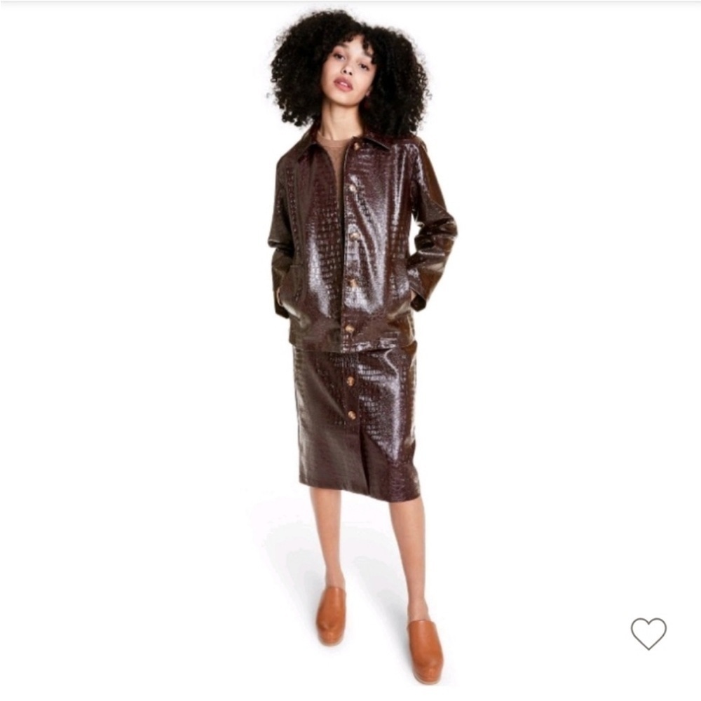 Rachel Comey x Target Faux Croc Leather Jacket Y2K Brown XS | Like New - Picture 5 of 9